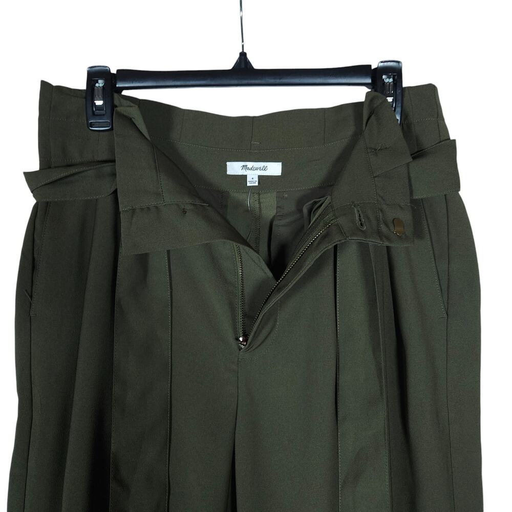 Madewell Womens Pants 4 Olive Green Paperbag Cropped Tapered Tie Waist Trouser - Picture 5 of 12